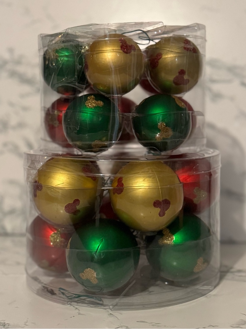 Disney Parks Mickey Mouse Glitter Round Christmas Ornaments - Picture 2 of 10